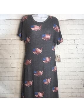 LuLaRoe Maria Maxi Dress American Dreams Women's X-Small Gray NWT 4th of July